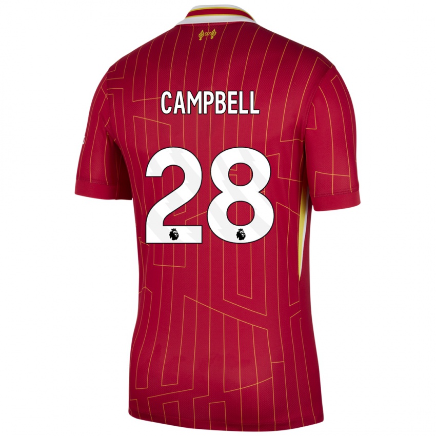 Kinder Megan Campbell #28 Rot Gelb Weiß Heimtrikot Trikot 2024/25 T-Shirt