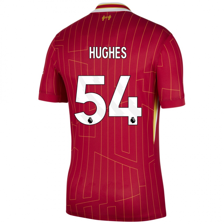 Kinder Liam Hughes #54 Rot Gelb Weiß Heimtrikot Trikot 2024/25 T-Shirt