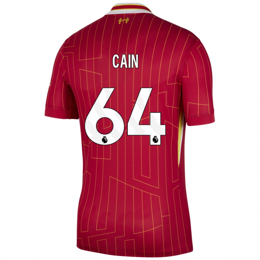 Kinder Jake Cain #64 Rot Gelb Weiß Heimtrikot Trikot 2024/25 T-Shirt