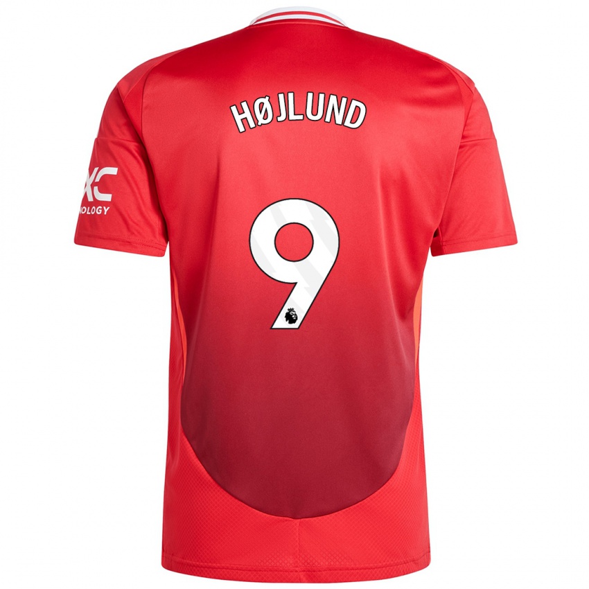 Kinder Rasmus Højlund #9 Hellrot Heimtrikot Trikot 2024/25 T-Shirt