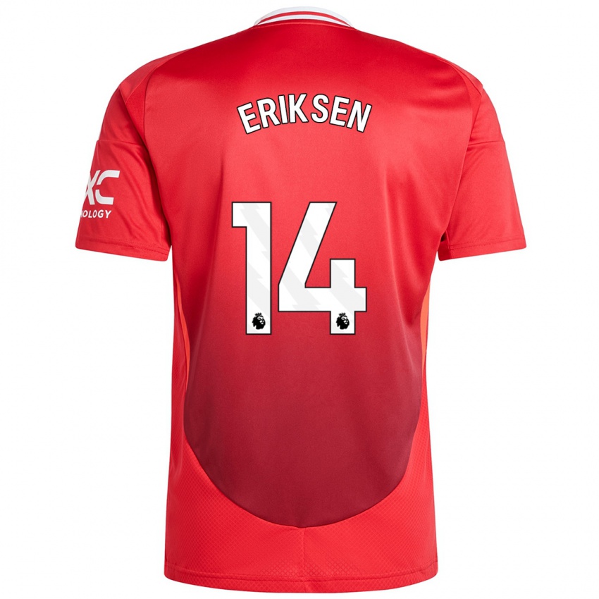 Kinder Christian Eriksen #14 Hellrot Heimtrikot Trikot 2024/25 T-Shirt