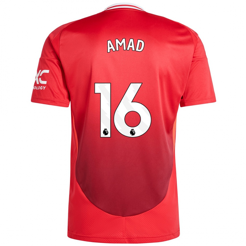 Kinder Amad Diallo #16 Hellrot Heimtrikot Trikot 2024/25 T-Shirt