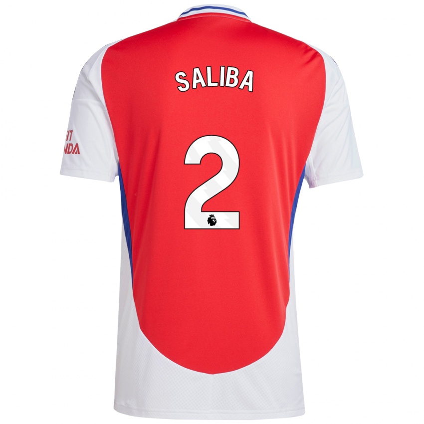 Kinder William Saliba #2 Rot Weiß Heimtrikot Trikot 2024/25 T-Shirt