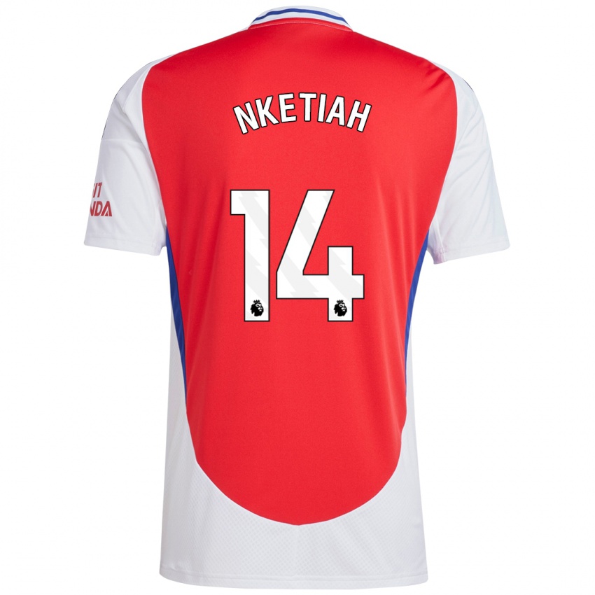 Kinder Eddie Nketiah #14 Rot Weiß Heimtrikot Trikot 2024/25 T-Shirt