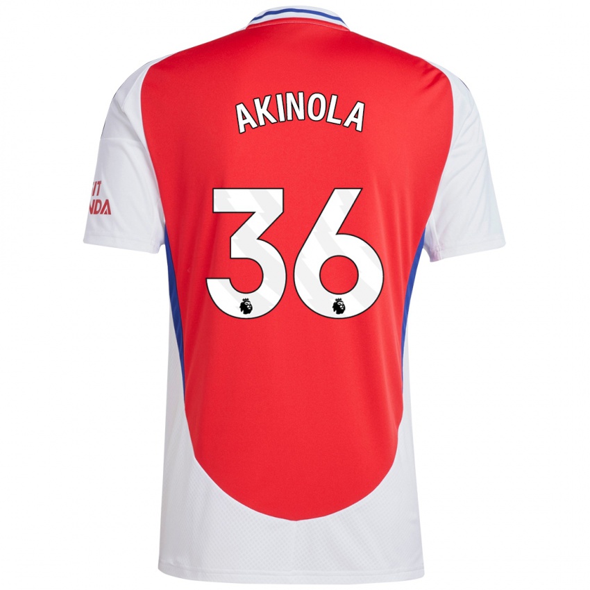 Kinder Tim Akinola #36 Rot Weiß Heimtrikot Trikot 2024/25 T-Shirt