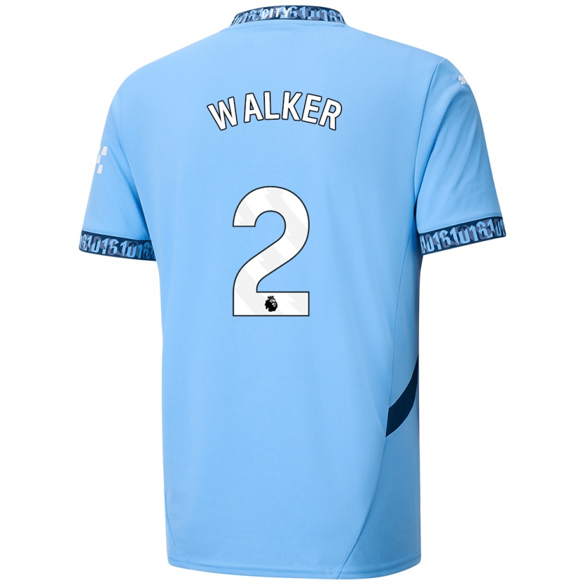 Kinder Kyle Walker #2 Marineblau Heimtrikot Trikot 2024/25 T-Shirt