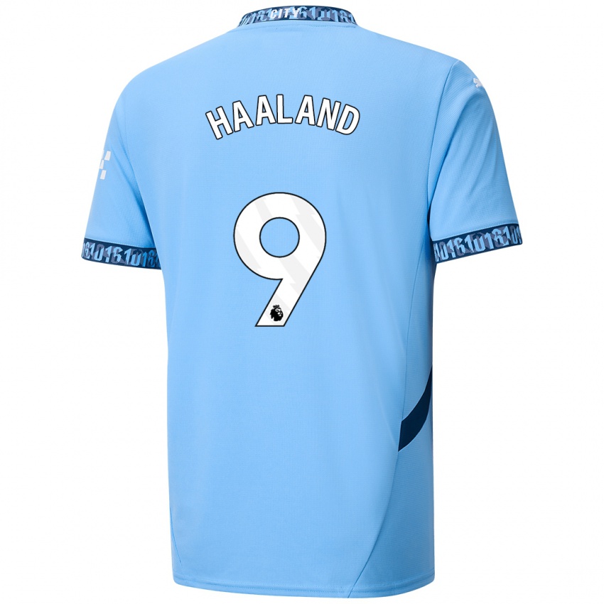 Kinder Erling Haaland #9 Marineblau Heimtrikot Trikot 2024/25 T-Shirt