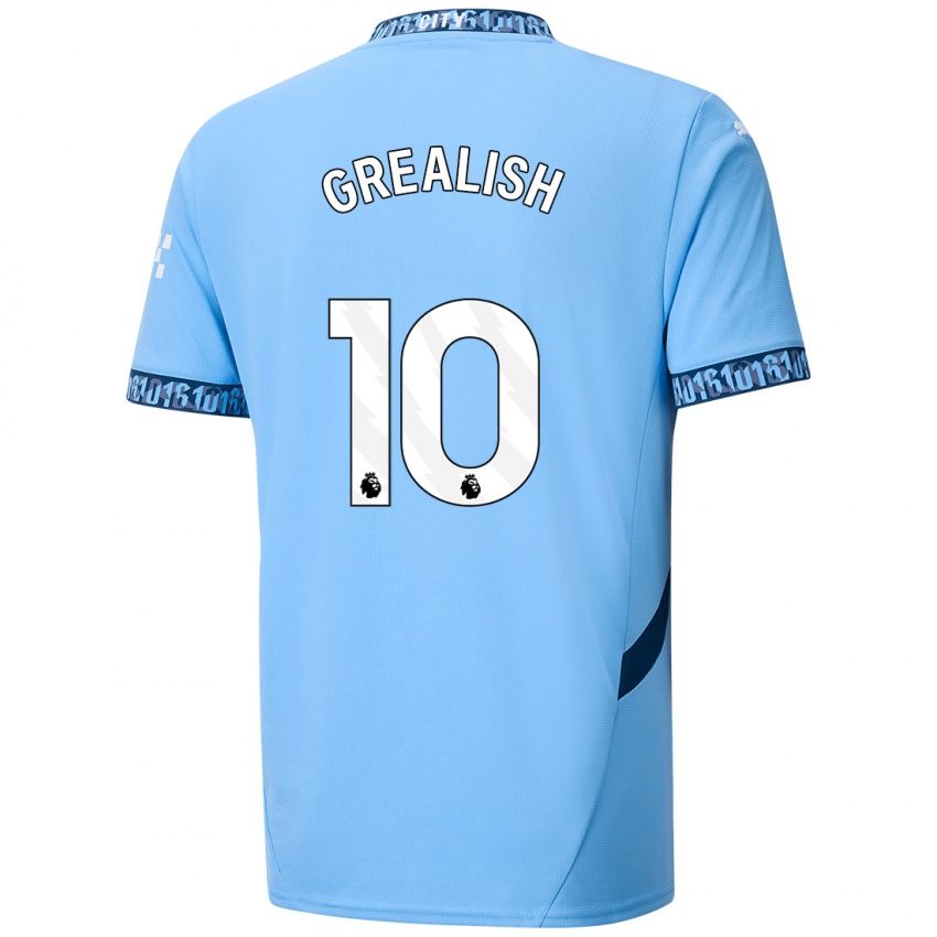 Kinder Jack Grealish #10 Marineblau Heimtrikot Trikot 2024/25 T-Shirt