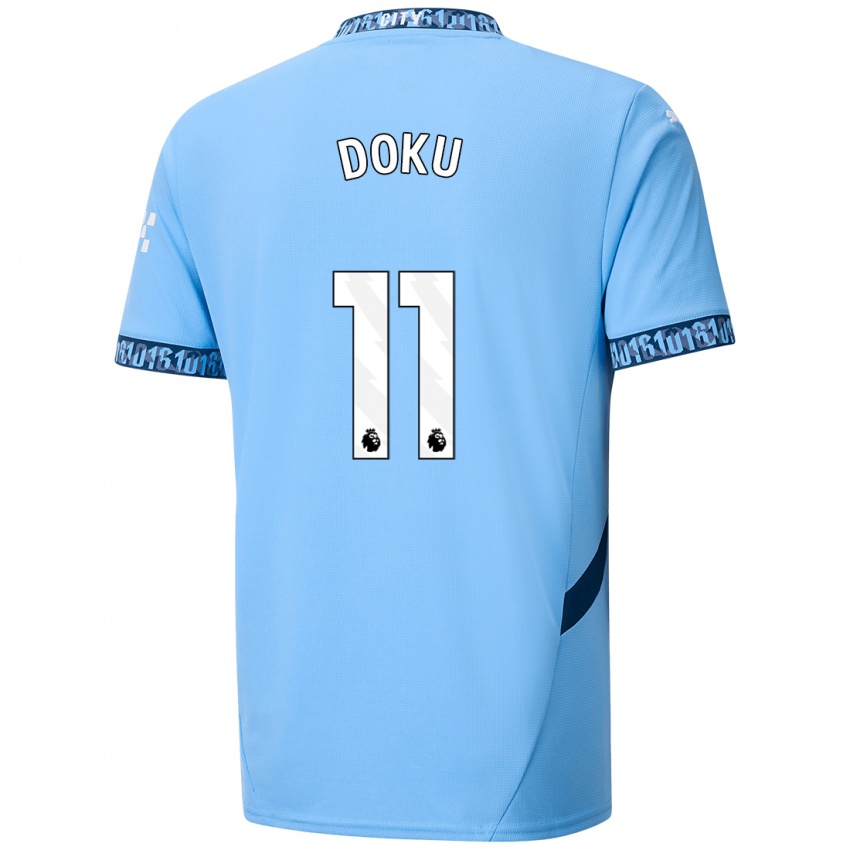 Kinder Jérémy Doku #11 Marineblau Heimtrikot Trikot 2024/25 T-Shirt