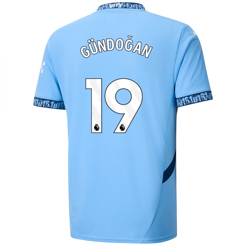 Kinder Ilkay Gundogan #19 Marineblau Heimtrikot Trikot 2024/25 T-Shirt