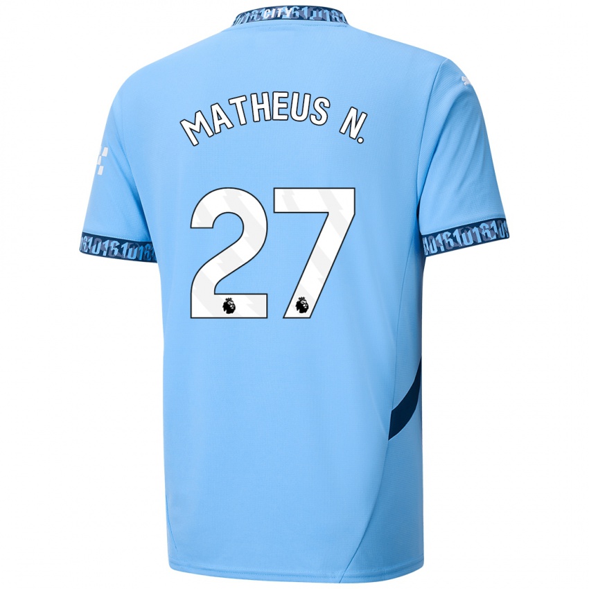 Kinder Matheus Nunes #27 Marineblau Heimtrikot Trikot 2024/25 T-Shirt