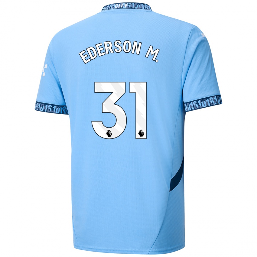 Kinder Ederson Moraes #31 Marineblau Heimtrikot Trikot 2024/25 T-Shirt