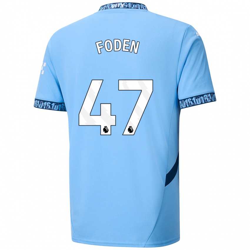 Kinder Phil Foden #47 Marineblau Heimtrikot Trikot 2024/25 T-Shirt