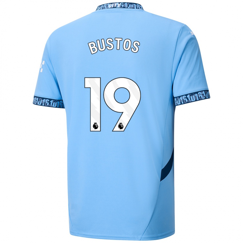 Kinder Nahuel Bustos #19 Marineblau Heimtrikot Trikot 2024/25 T-Shirt