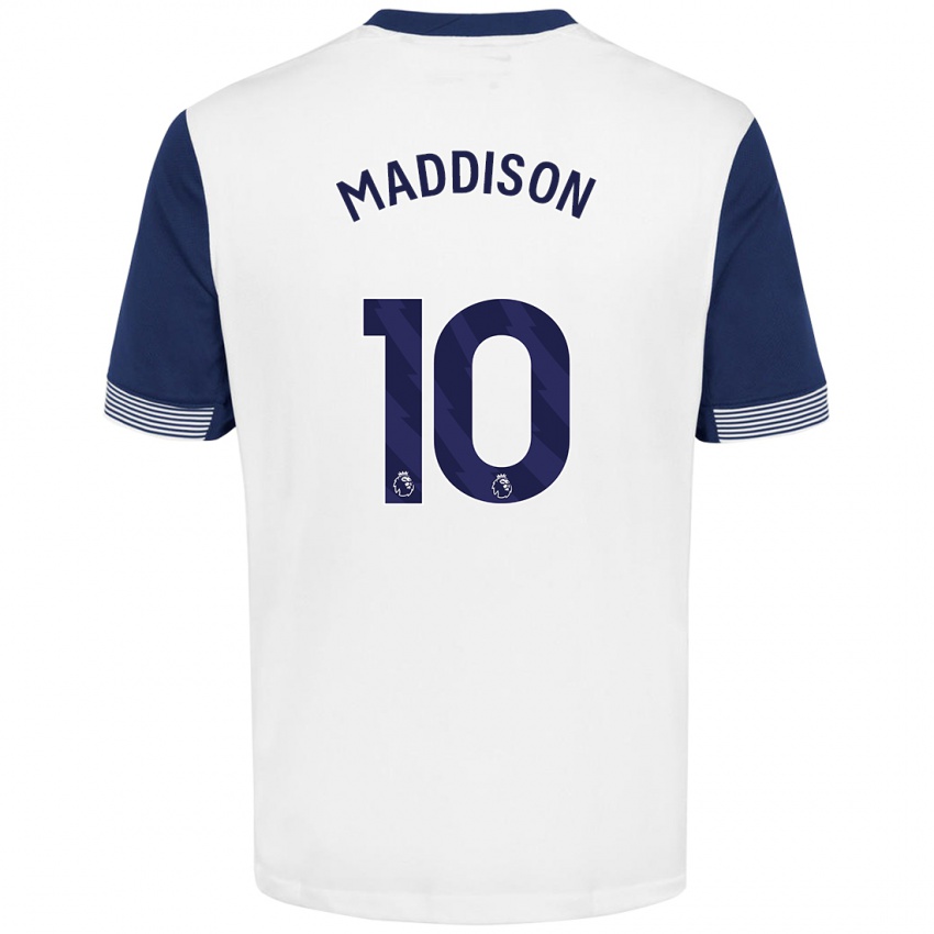 Kinder James Maddison #10 Weiß Blau Heimtrikot Trikot 2024/25 T-Shirt