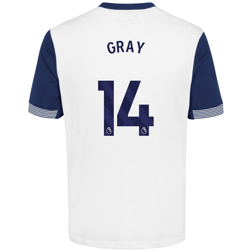 Kinder Archie Gray #14 Weiß Blau Heimtrikot Trikot 2024/25 T-Shirt