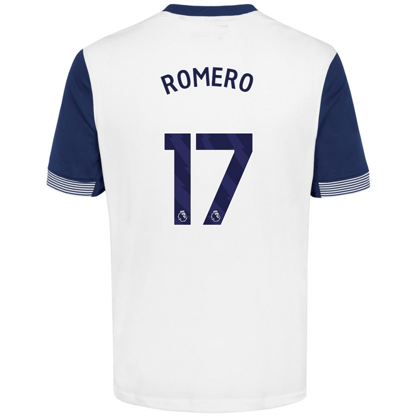 Kinder Cristian Romero #17 Weiß Blau Heimtrikot Trikot 2024/25 T-Shirt