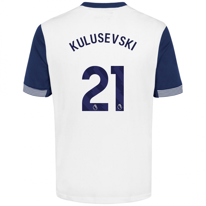 Kinder Dejan Kulusevski #21 Weiß Blau Heimtrikot Trikot 2024/25 T-Shirt