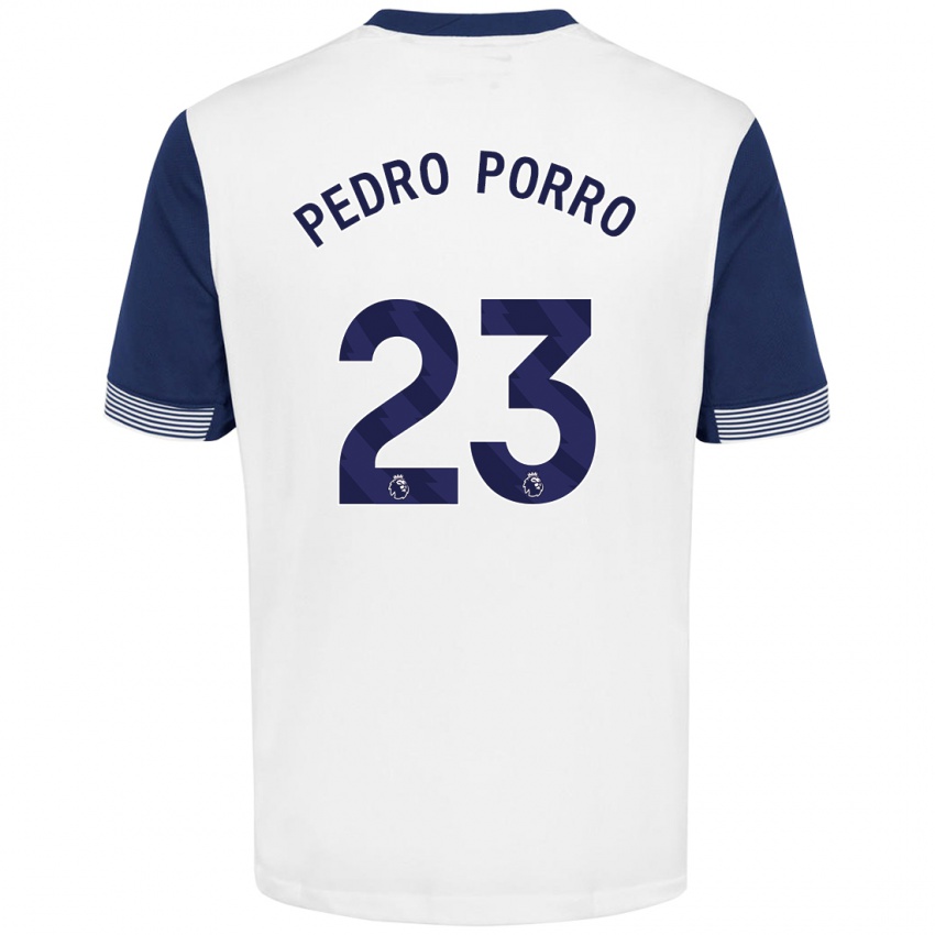 Kinder Pedro Porro #23 Weiß Blau Heimtrikot Trikot 2024/25 T-Shirt