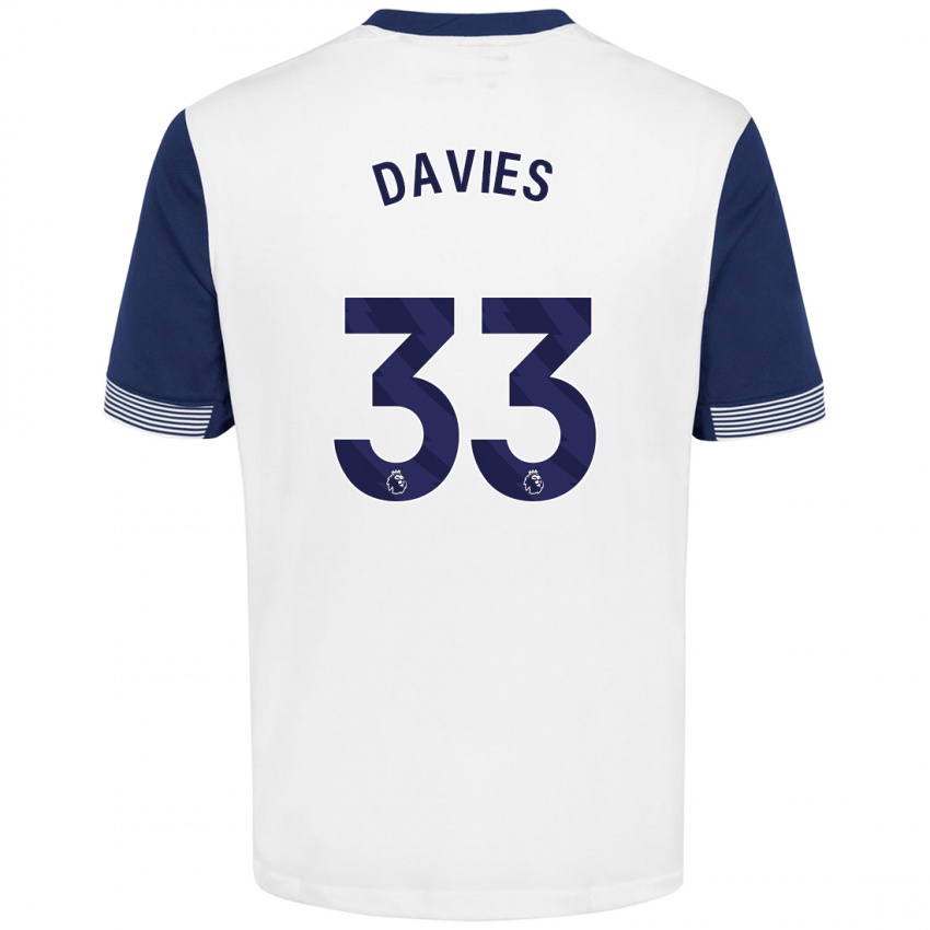 Kinder Ben Davies #33 Weiß Blau Heimtrikot Trikot 2024/25 T-Shirt