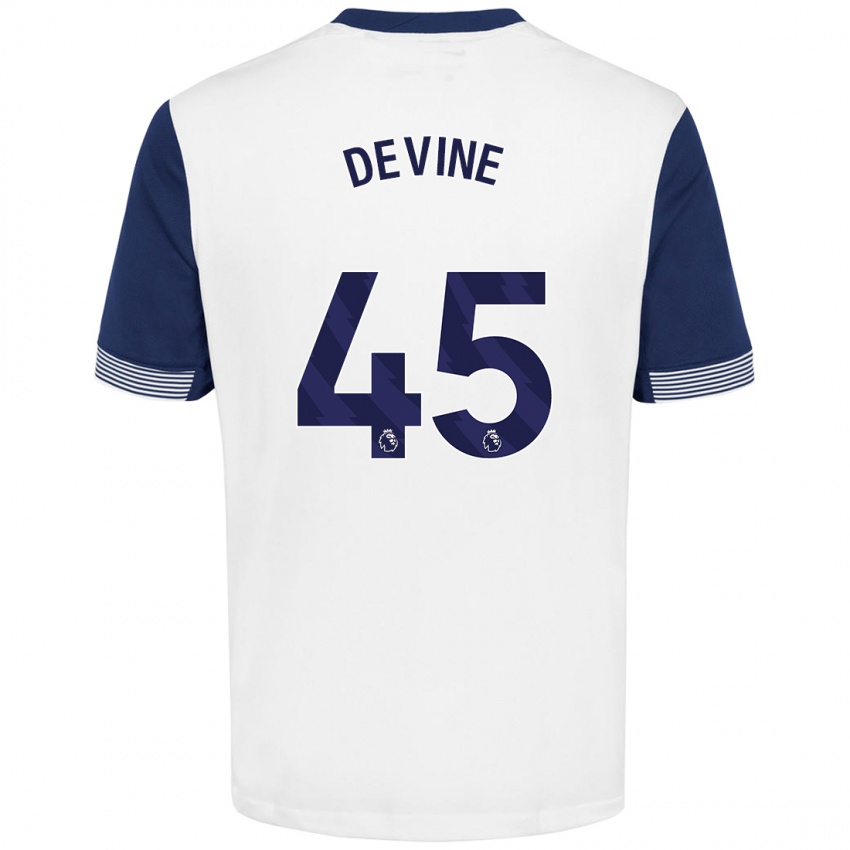 Kinder Alfie Devine #45 Weiß Blau Heimtrikot Trikot 2024/25 T-Shirt