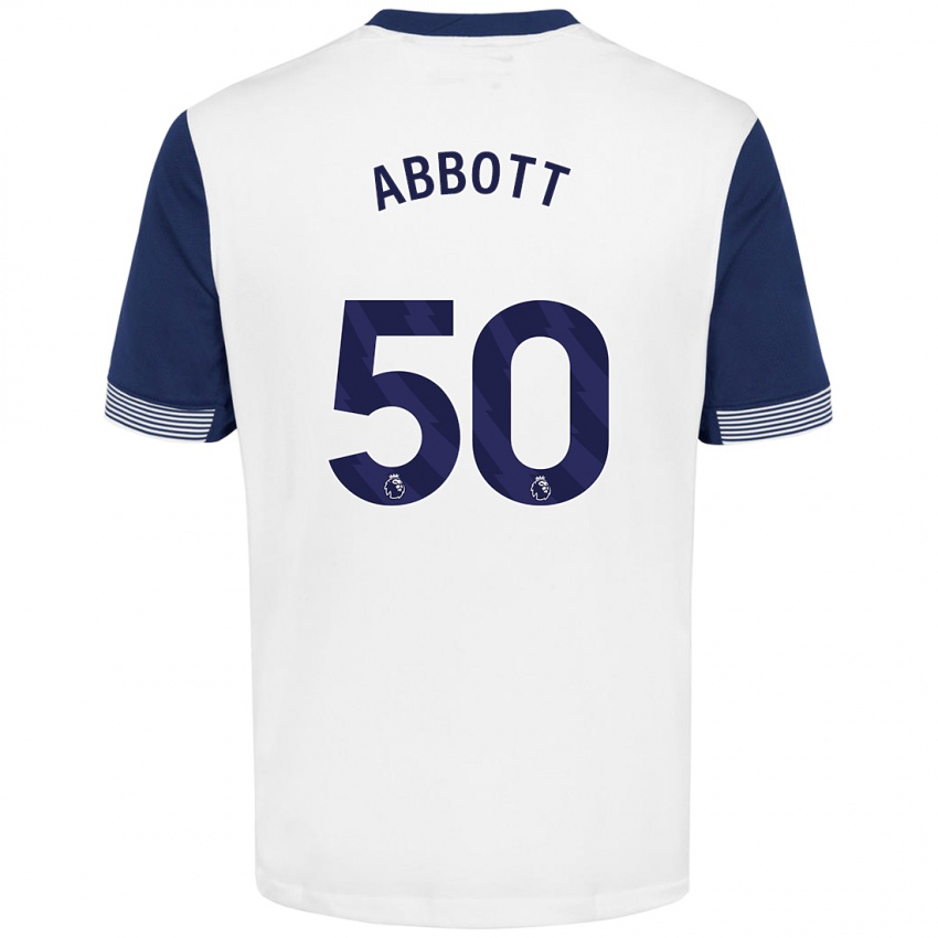 Kinder George Abbott #50 Weiß Blau Heimtrikot Trikot 2024/25 T-Shirt