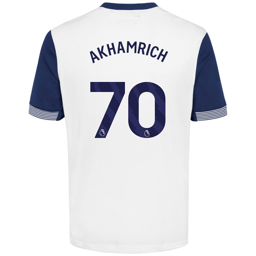 Kinder Yusuf Akhamrich #70 Weiß Blau Heimtrikot Trikot 2024/25 T-Shirt