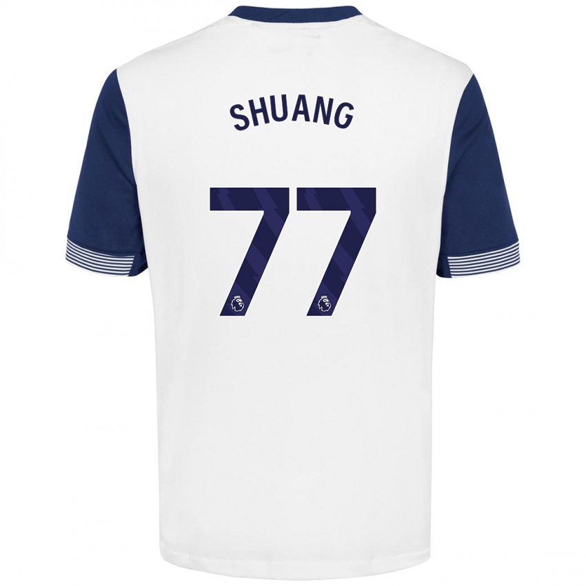 Kinder Wang Shuang #77 Weiß Blau Heimtrikot Trikot 2024/25 T-Shirt