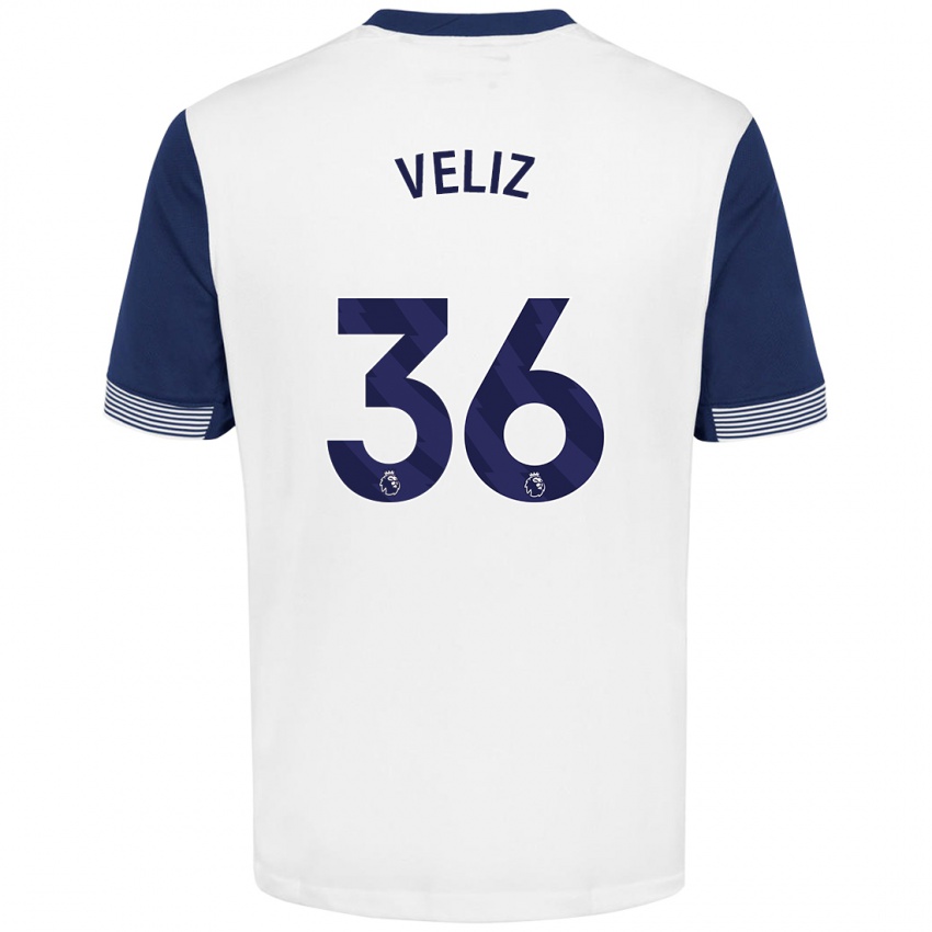 Kinder Alejo Véliz #36 Weiß Blau Heimtrikot Trikot 2024/25 T-Shirt