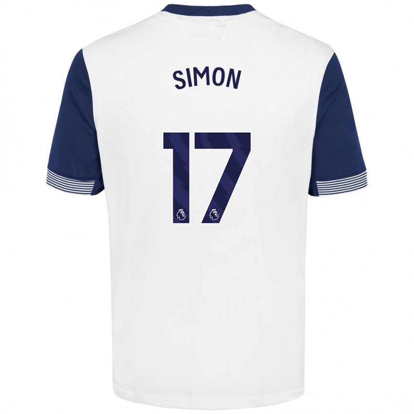 Kinder Kyah Simon #17 Weiß Blau Heimtrikot Trikot 2024/25 T-Shirt