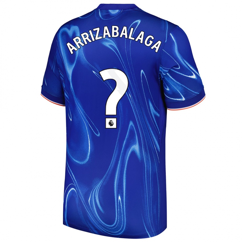 Kinder Kepa Arrizabalaga #0 Blau Weiß Heimtrikot Trikot 2024/25 T-Shirt