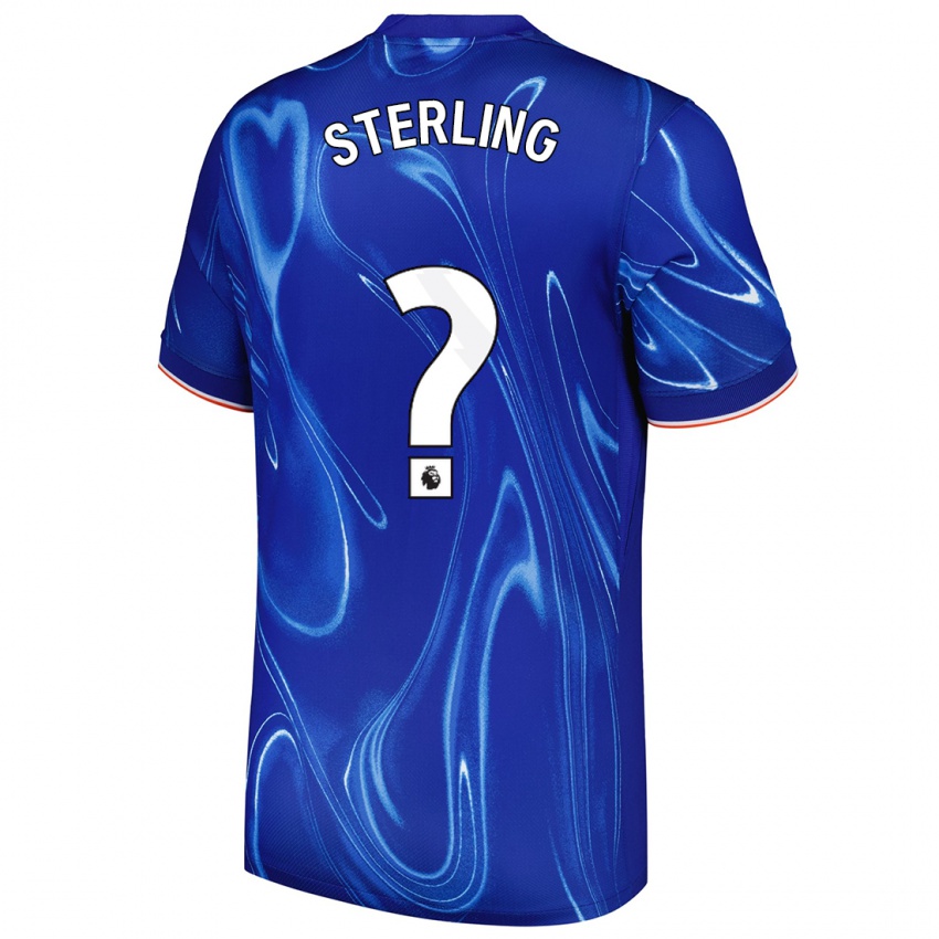 Kinder Raheem Sterling #0 Blau Weiß Heimtrikot Trikot 2024/25 T-Shirt