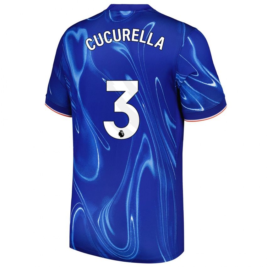 Kinder Marc Cucurella #3 Blau Weiß Heimtrikot Trikot 2024/25 T-Shirt