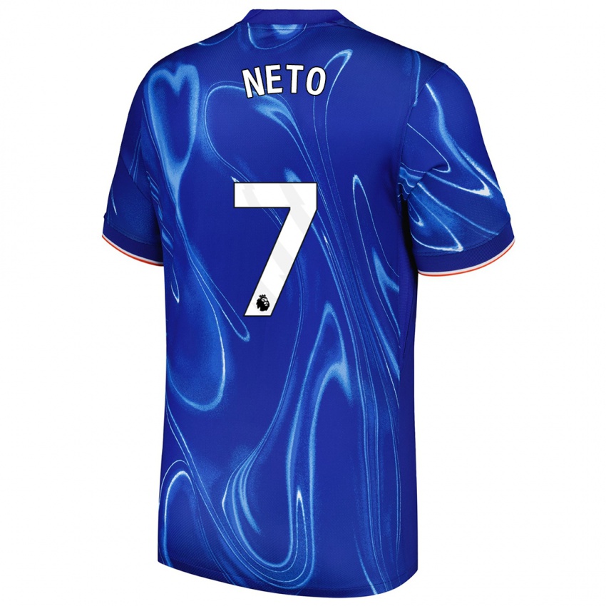 Kinder Pedro Neto #7 Blau Weiß Heimtrikot Trikot 2024/25 T-Shirt