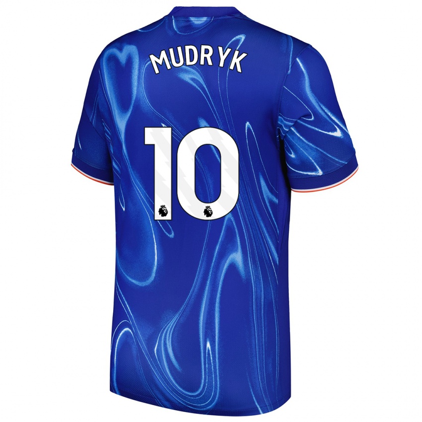 Kinder Mykhaylo Mudryk #10 Blau Weiß Heimtrikot Trikot 2024/25 T-Shirt