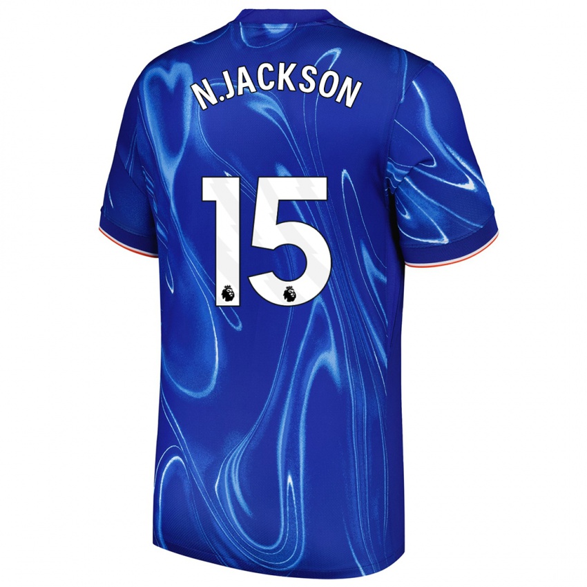 Kinder Nicolas Jackson #15 Blau Weiß Heimtrikot Trikot 2024/25 T-Shirt