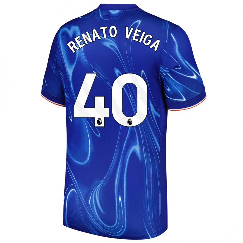 Kinder Renato Veiga #40 Blau Weiß Heimtrikot Trikot 2024/25 T-Shirt