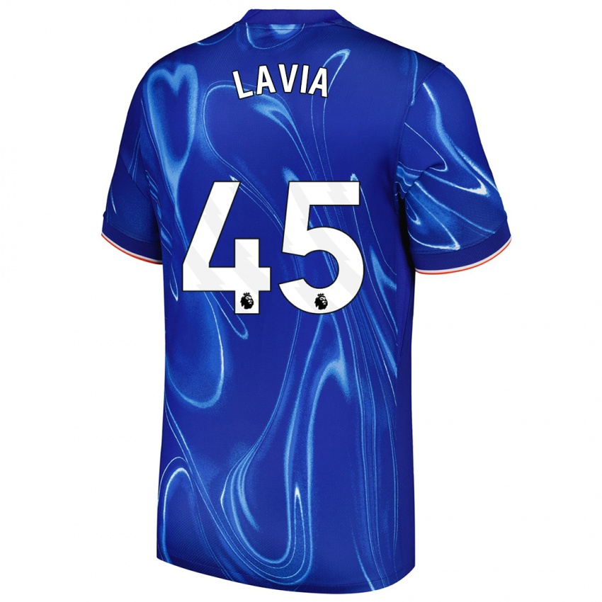 Kinder Romeo Lavia #45 Blau Weiß Heimtrikot Trikot 2024/25 T-Shirt