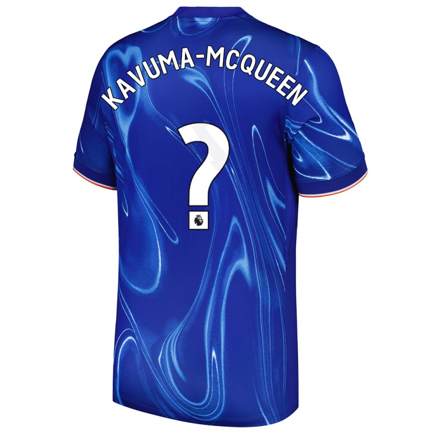 Kinder Ryan Kavuma-Mcqueen #0 Blau Weiß Heimtrikot Trikot 2024/25 T-Shirt