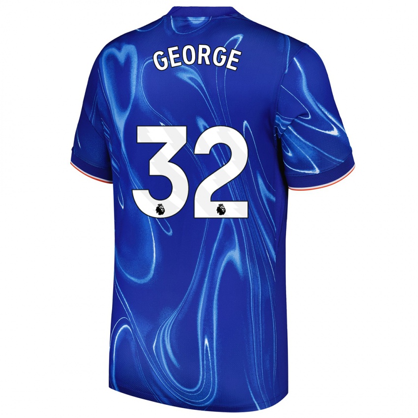 Kinder Tyrique George #32 Blau Weiß Heimtrikot Trikot 2024/25 T-Shirt