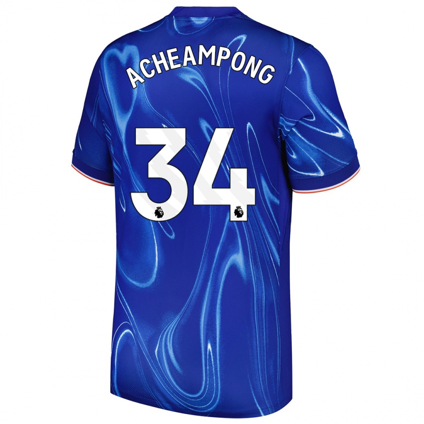 Kinder Josh Acheampong #34 Blau Weiß Heimtrikot Trikot 2024/25 T-Shirt