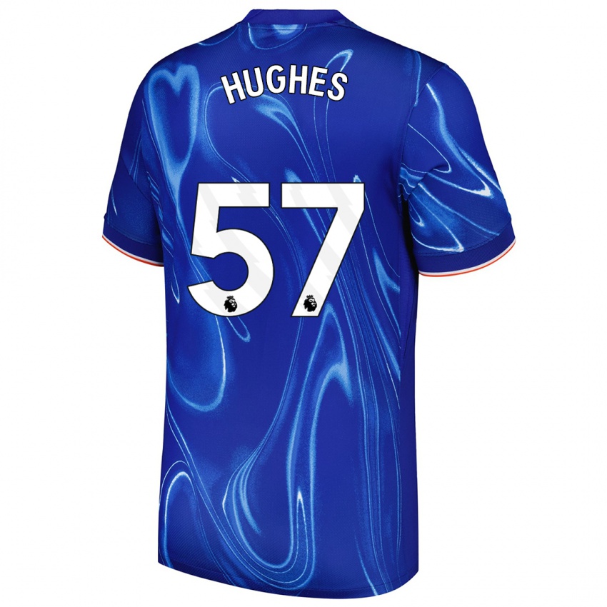 Kinder Brodi Hughes #57 Blau Weiß Heimtrikot Trikot 2024/25 T-Shirt