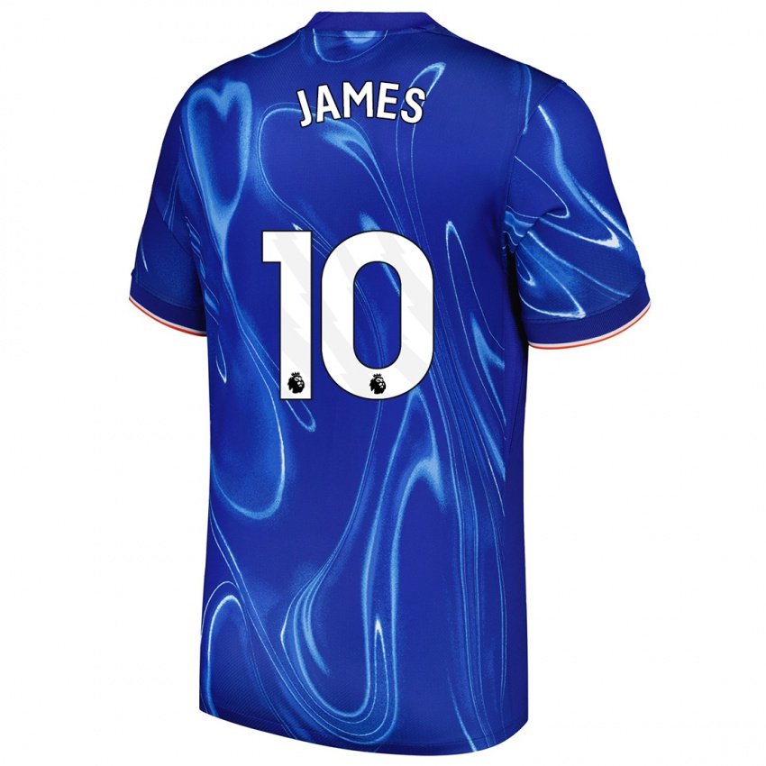 Kinder Lauren James #10 Blau Weiß Heimtrikot Trikot 2024/25 T-Shirt