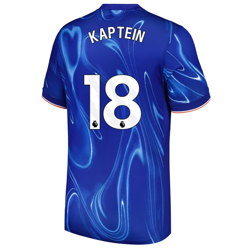 Kinder Wieke Kaptein #18 Blau Weiß Heimtrikot Trikot 2024/25 T-Shirt