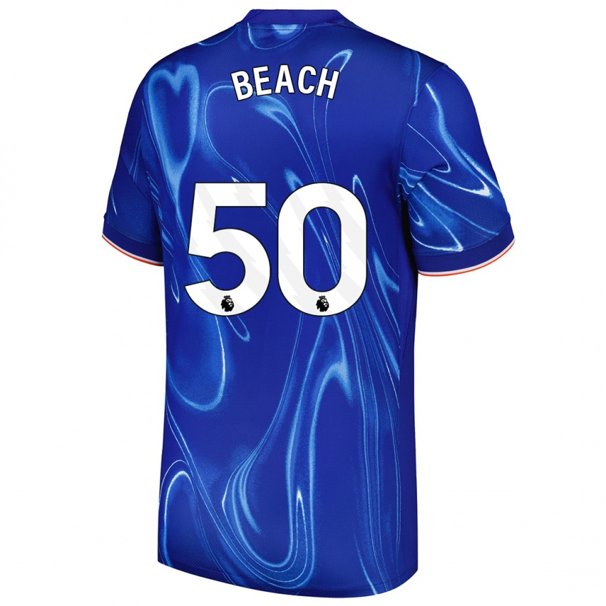 Kinder Eddie Beach #50 Blau Weiß Heimtrikot Trikot 2024/25 T-Shirt