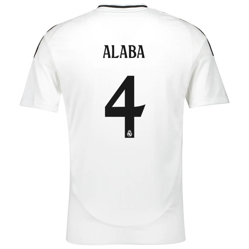 Kinder David Alaba #4 Weiß Heimtrikot Trikot 2024/25 T-Shirt