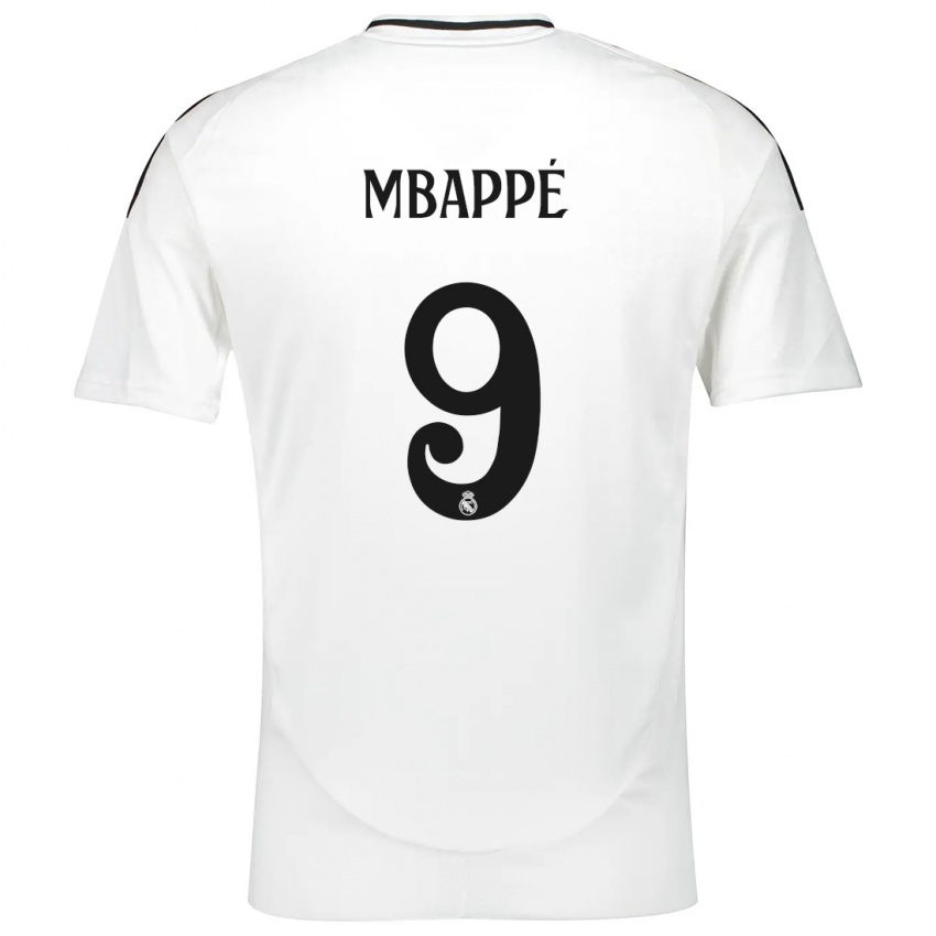 Kinder Kylian Mbappe #9 Weiß Heimtrikot Trikot 2024/25 T-Shirt