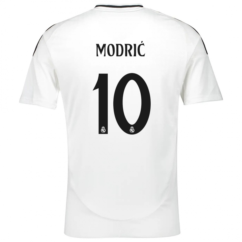 Kinder Luka Modric #10 Weiß Heimtrikot Trikot 2024/25 T-Shirt