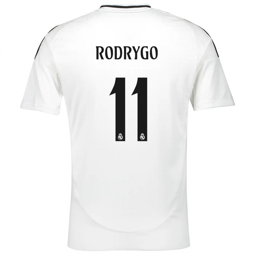 Kinder Rodrygo #11 Weiß Heimtrikot Trikot 2024/25 T-Shirt