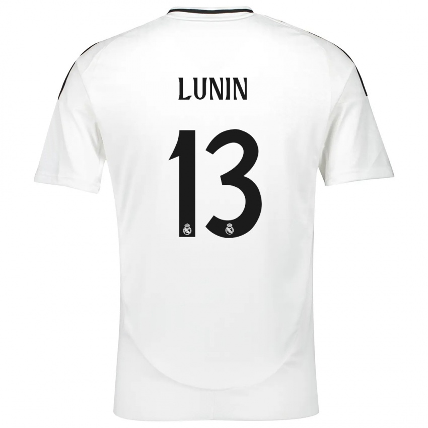 Kinder Andriy Lunin #13 Weiß Heimtrikot Trikot 2024/25 T-Shirt